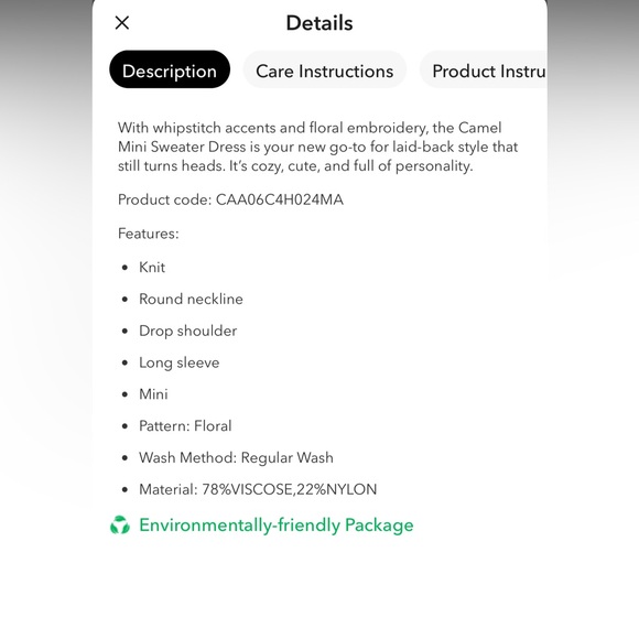 NWOT-Camel whipstitch & Floral embroidered mini sweater dress - Picture 8 of 8